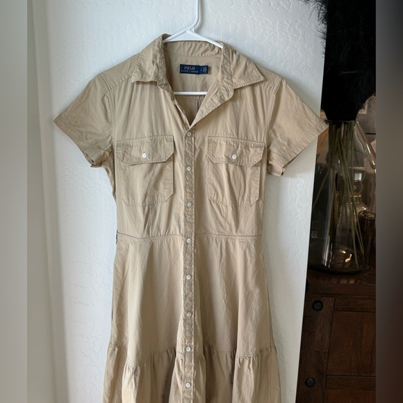 Ralph Lauren Tiered Cargo Dress in Tan - Picture 2 of 4